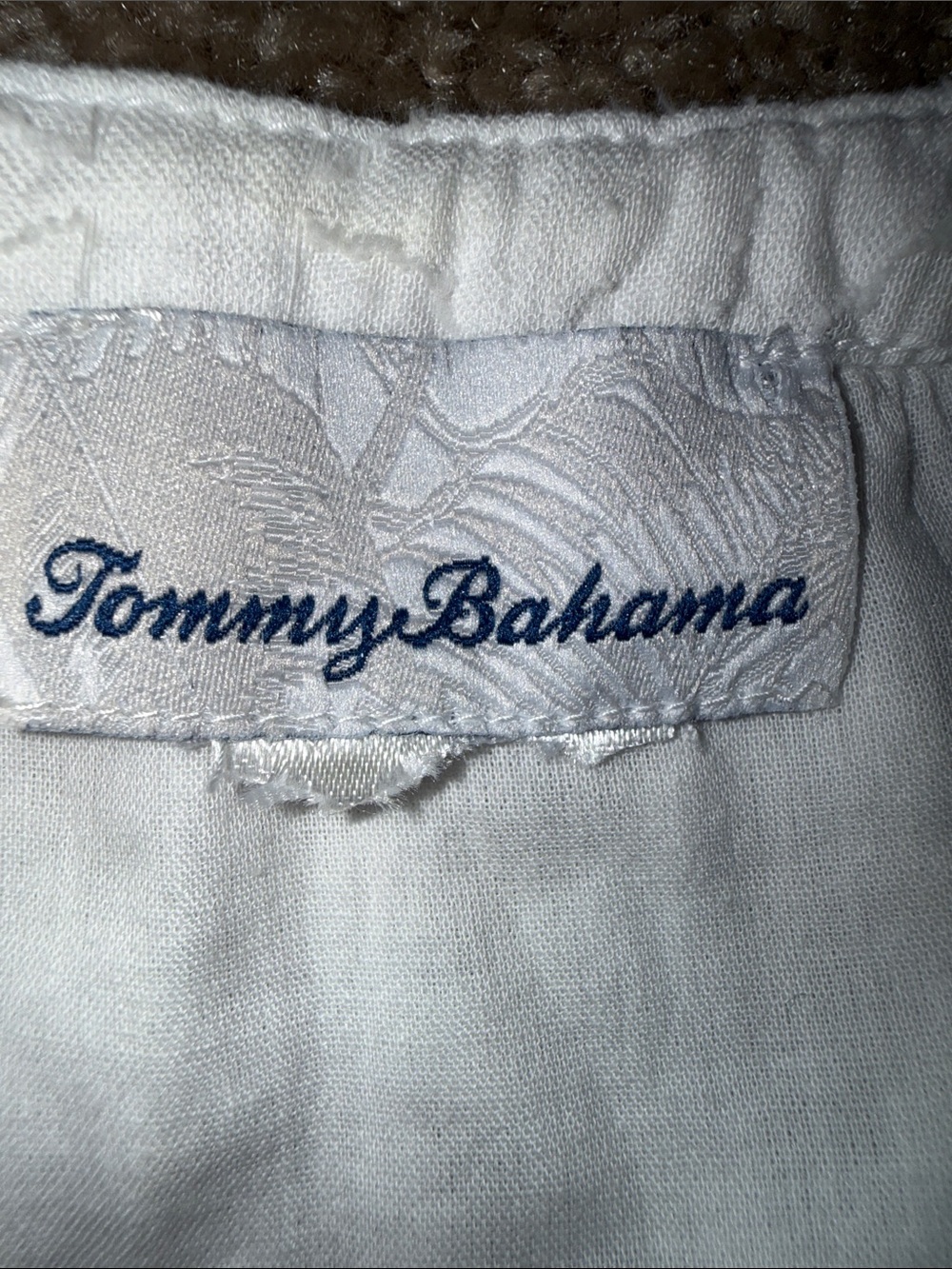 Tommy Bahama White Embroidered Tiered Tunic Dress with Navy Trim - medium. X - Picture 5 of 7